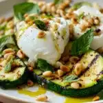 Grilled Zucchini with Burrata and Pine Nuts