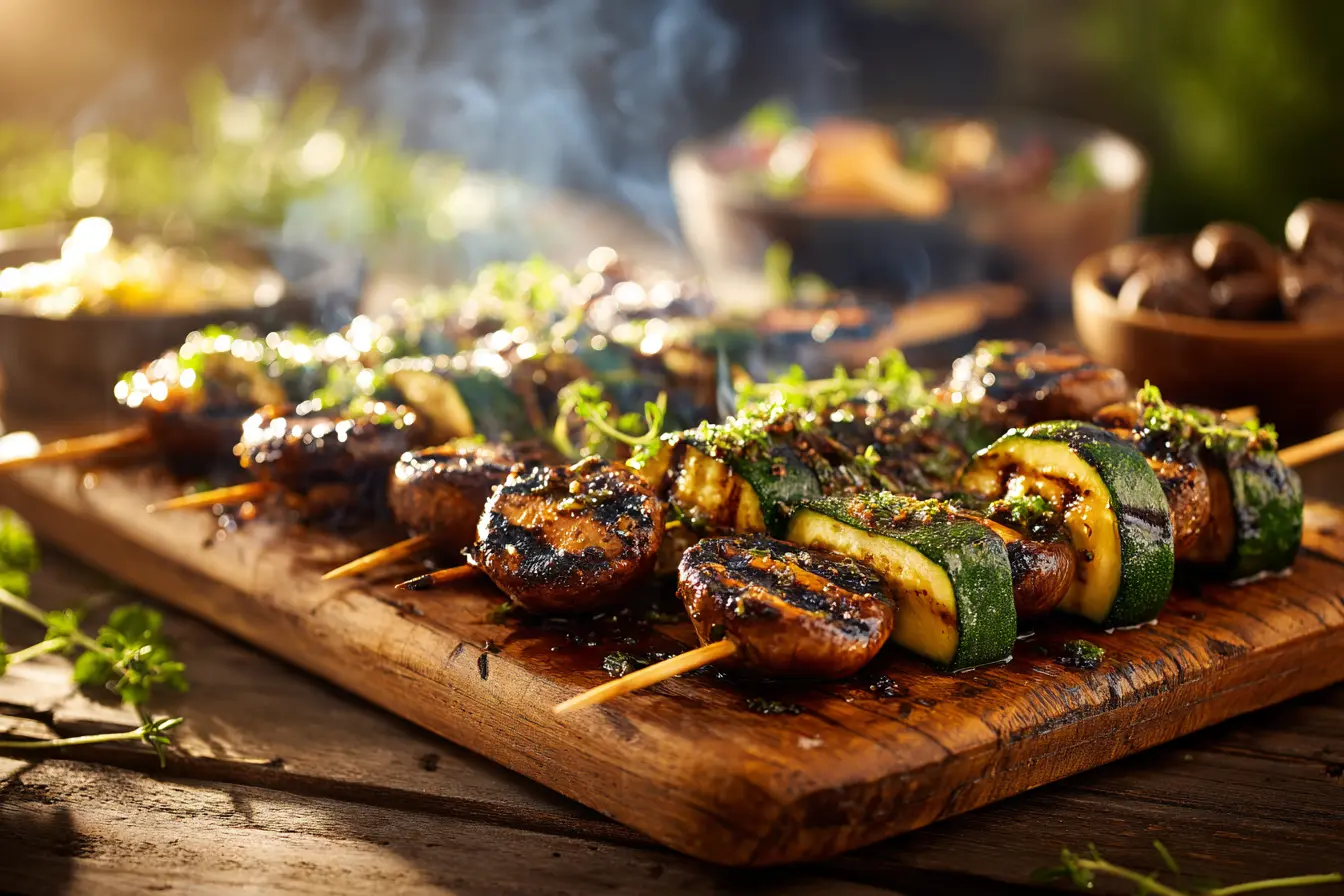 Grilled Portobello and Zucchini Skewers
